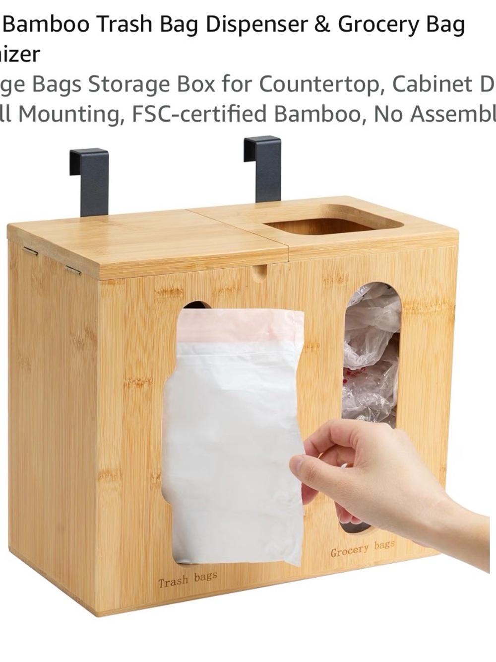 Bamboo Trash Bag & Grocery Bag Dispenser - Natural